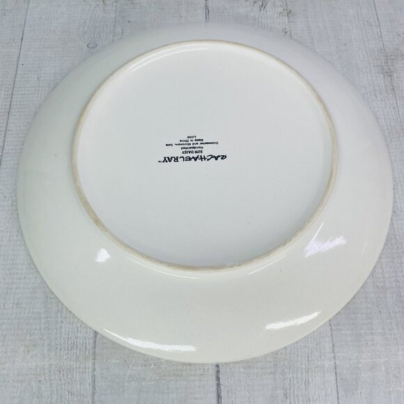 Rachael Ray SUN DAISY L008 Handpainted Blue Lines Stoneware Dinner Plate Set 4 - Picture 7 of 16